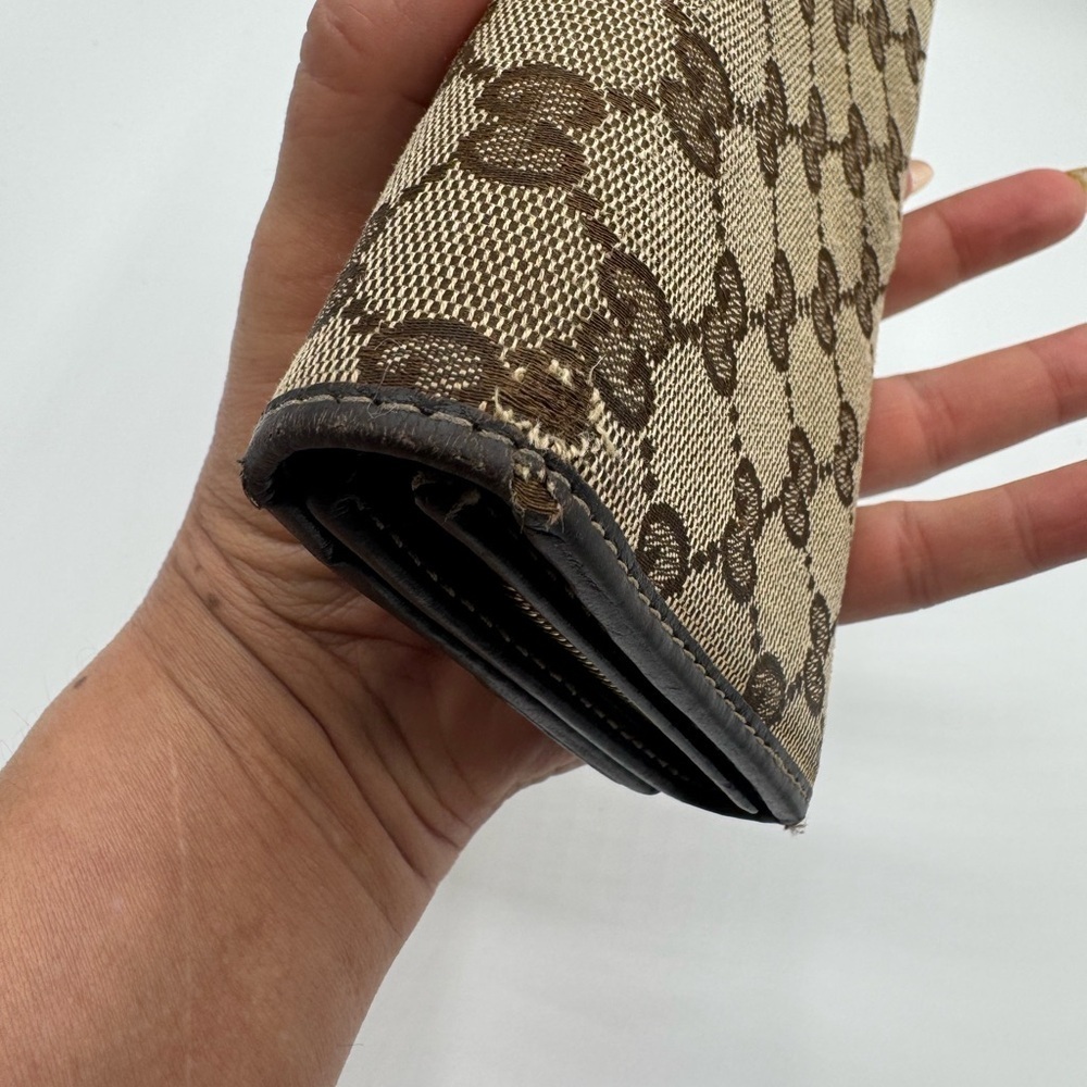 Gucci GG Canvas Continental Wallet Beige Brown Interlocking GG Logo - Picture 7 of 16